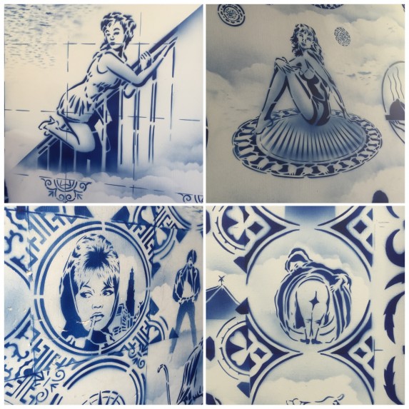 2. Delft Blue stencil art by Hugo Kaagman at the Zuiderzee Museum