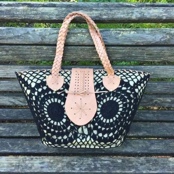 Hot Lava crochet and leather handbag
